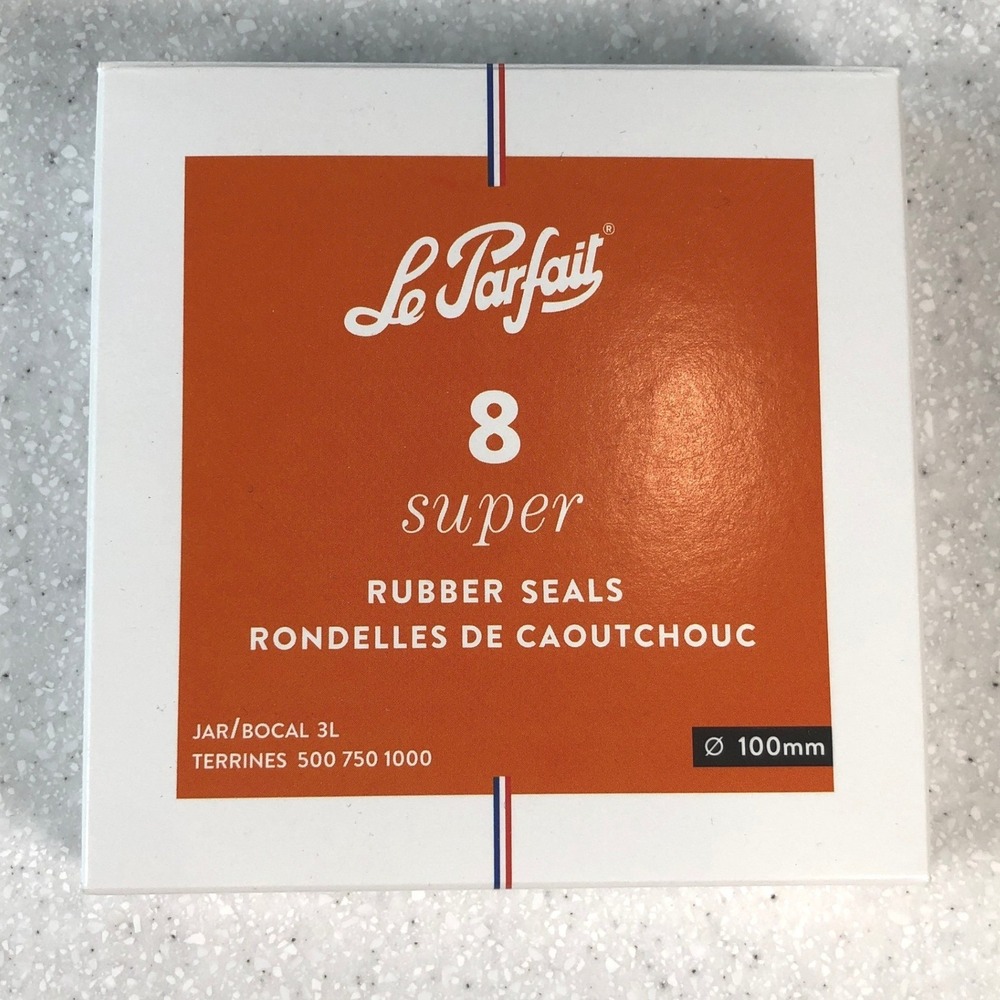 Le Parfait Super 100mm Rubber Seals 8 Pack for 3L Jars Terrines Orange France